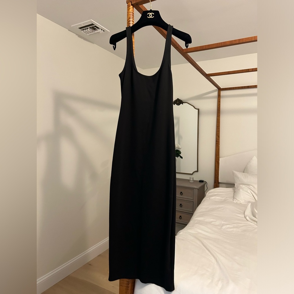 LPA black fitted midi dress